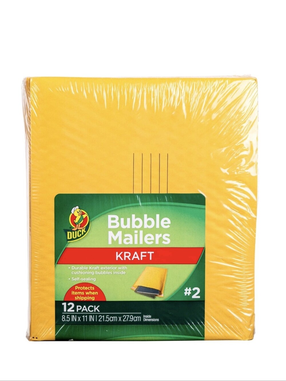 Duck Brand Kraft Bubble Mailers - Yellow 2X12 Pack